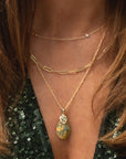 Ya'an Green Jade Fuse Oval Kettingen Set | Goudkleurig