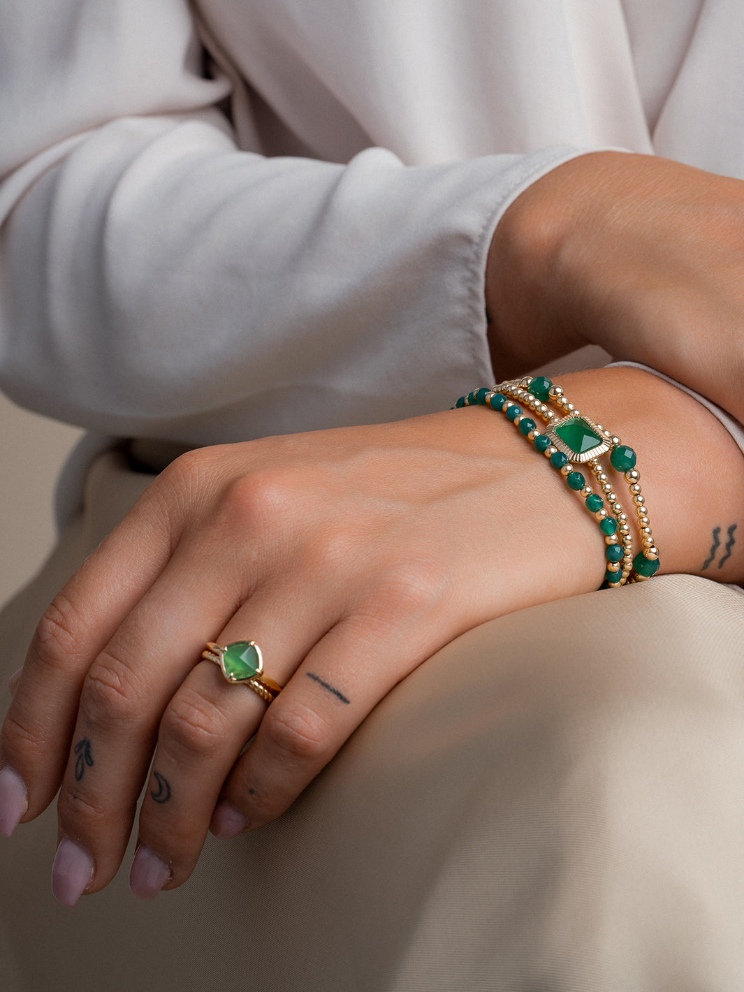 Armband Reverse Bold Mix Armband Green Onyx