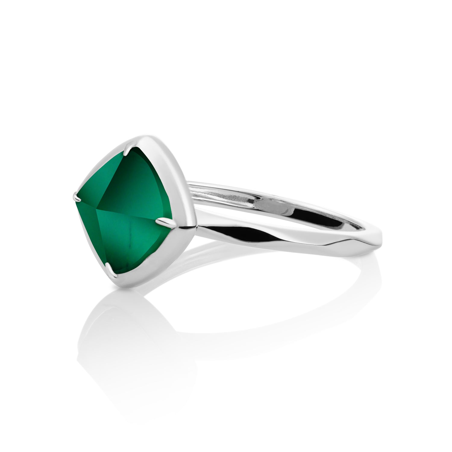 zilveren ring met edelsteen van groene onyx