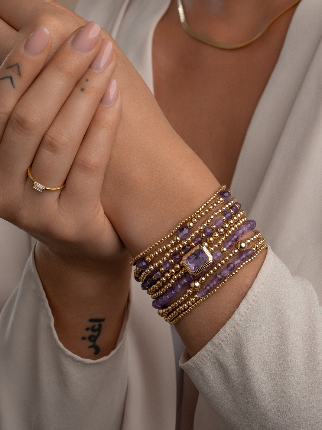 Edelsteen armband met paarse Amethyst edelsteen