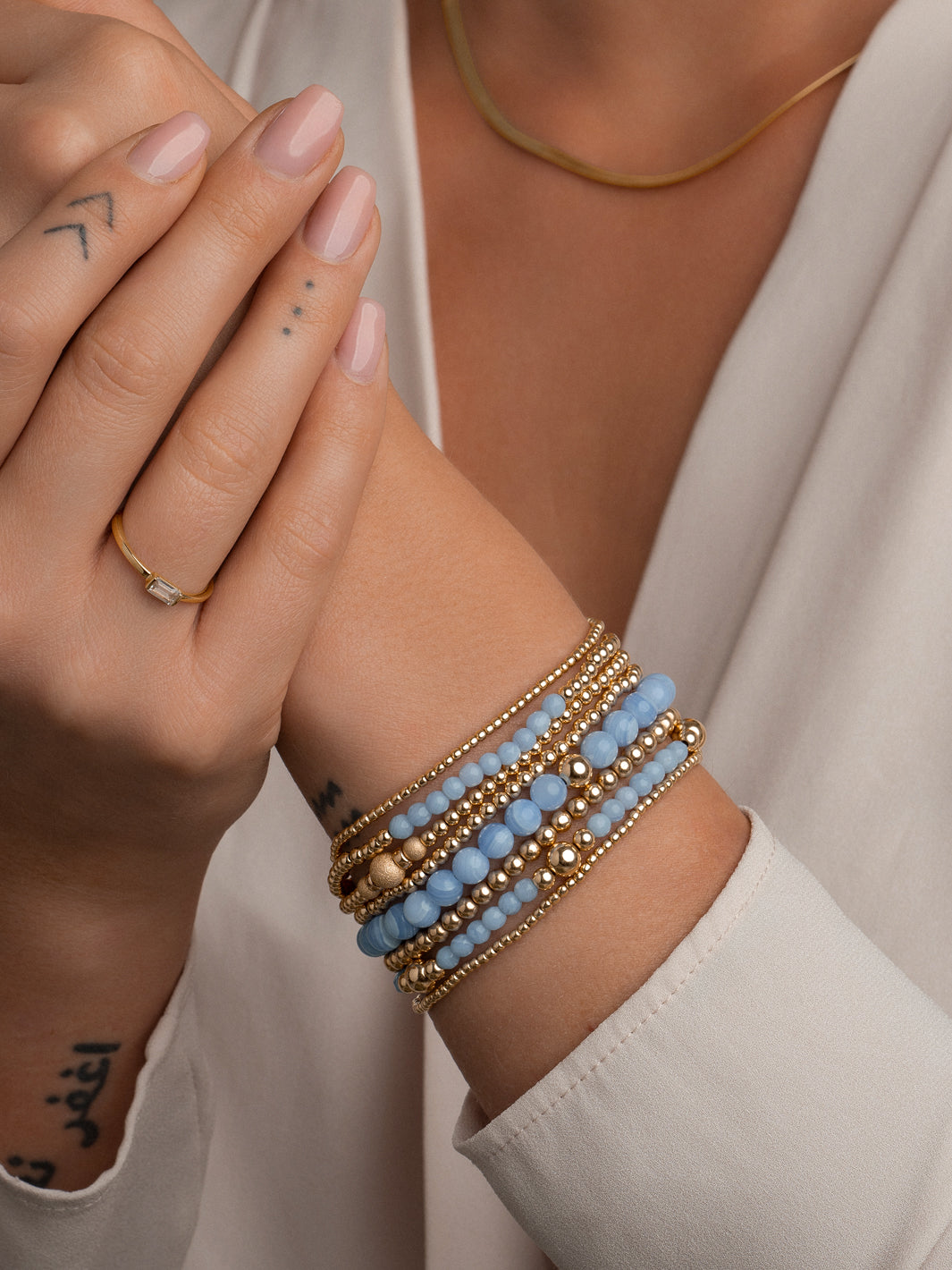 Armbandenset met blue lace agate edelstenen van Sparkling