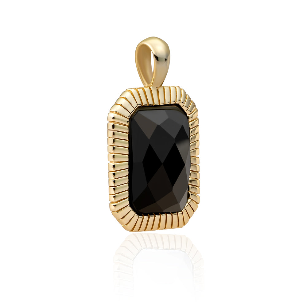 Ketting sieraad met echte edelsteen Onyx zwart met gouden hanger Sparkling Jewels