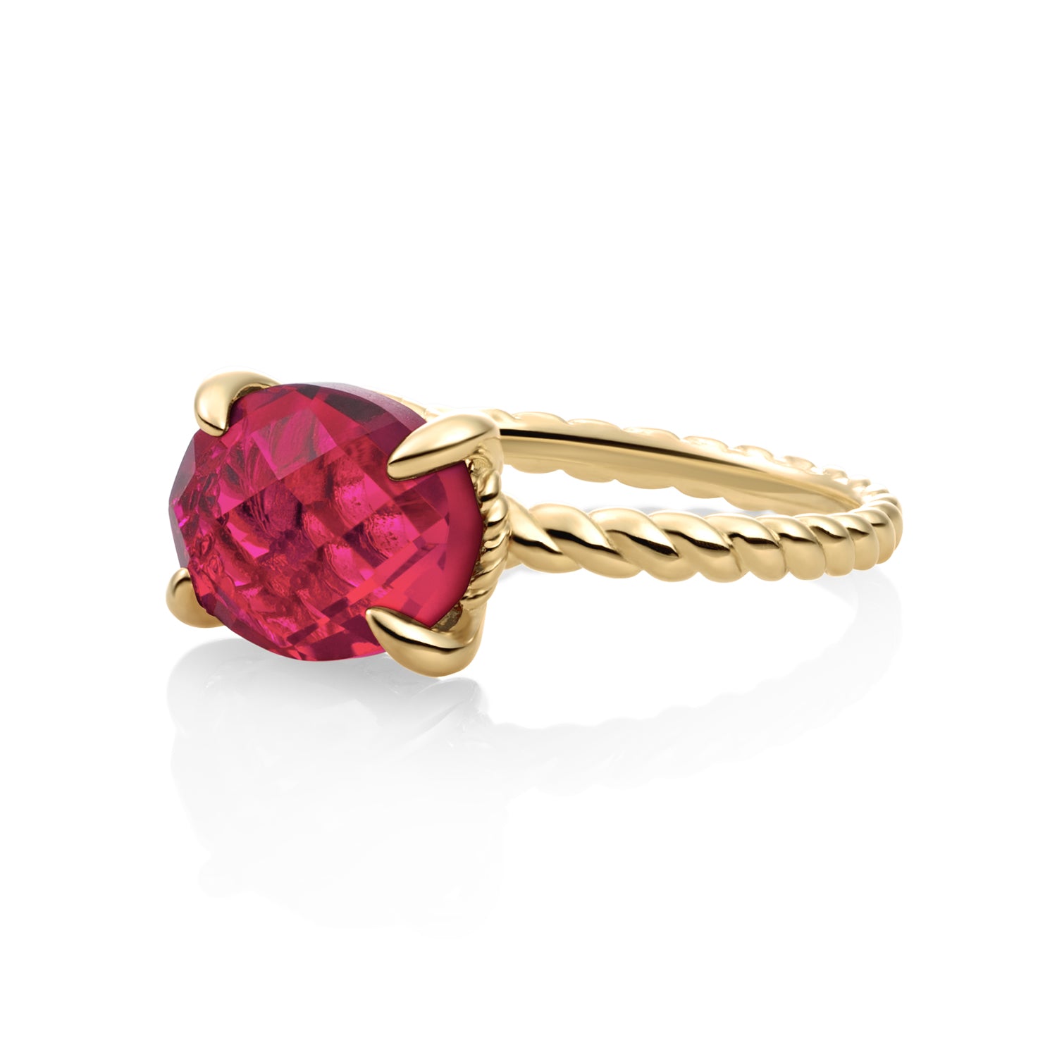 Twist Ring Fuchsia Quartz | 9 karaat