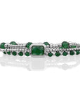 groene onyx armbandenset voor dames in zilverkleur 