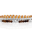 Tiger Eye Bold Mix Saturn Armbanden Stack | Zilver