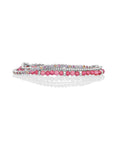 Fuchsia Quartz Roundell Tennis Round Multi CZ  Armbanden Stack | Zilver
