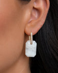 Baguette Oorbel Edelstenen Moonstone