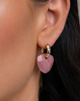 Pink Rhodonite Trillion Cut Oorbel Edelstenen