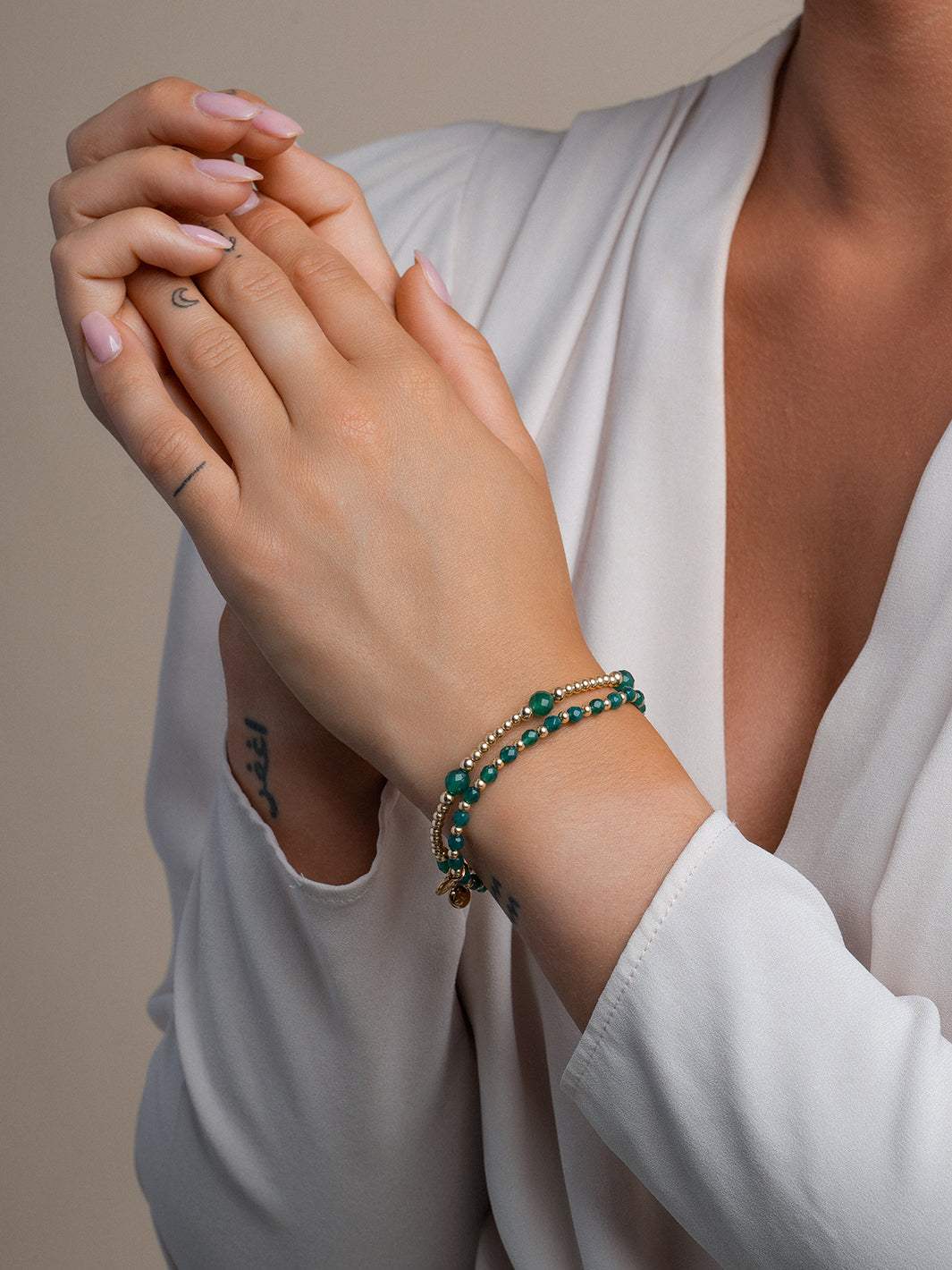 Gemstone Kralen Armband Green Onyx Interstellar #kleur_goud
