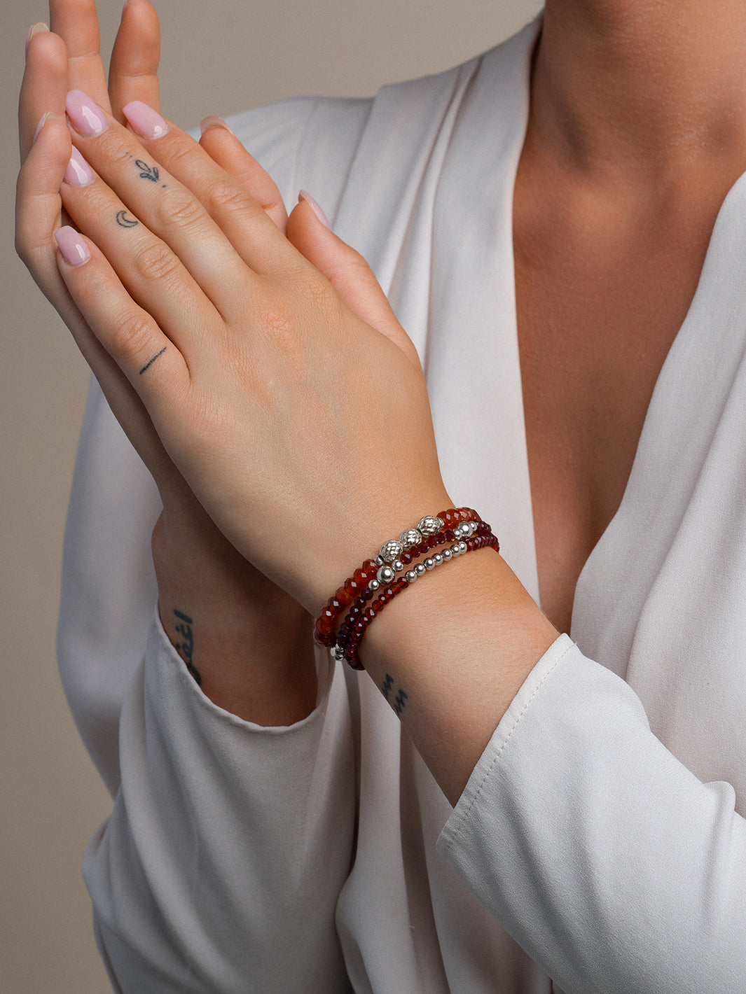 Edel steen Kralen Armband van Ruby Quartz  #kleur_zilver