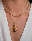 Tiger Eye Leaf Fuse Ketting Set | Goudkleurig