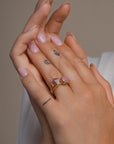 Twist Ring voor Vrouwen met Edelsteen roze Rhodonite