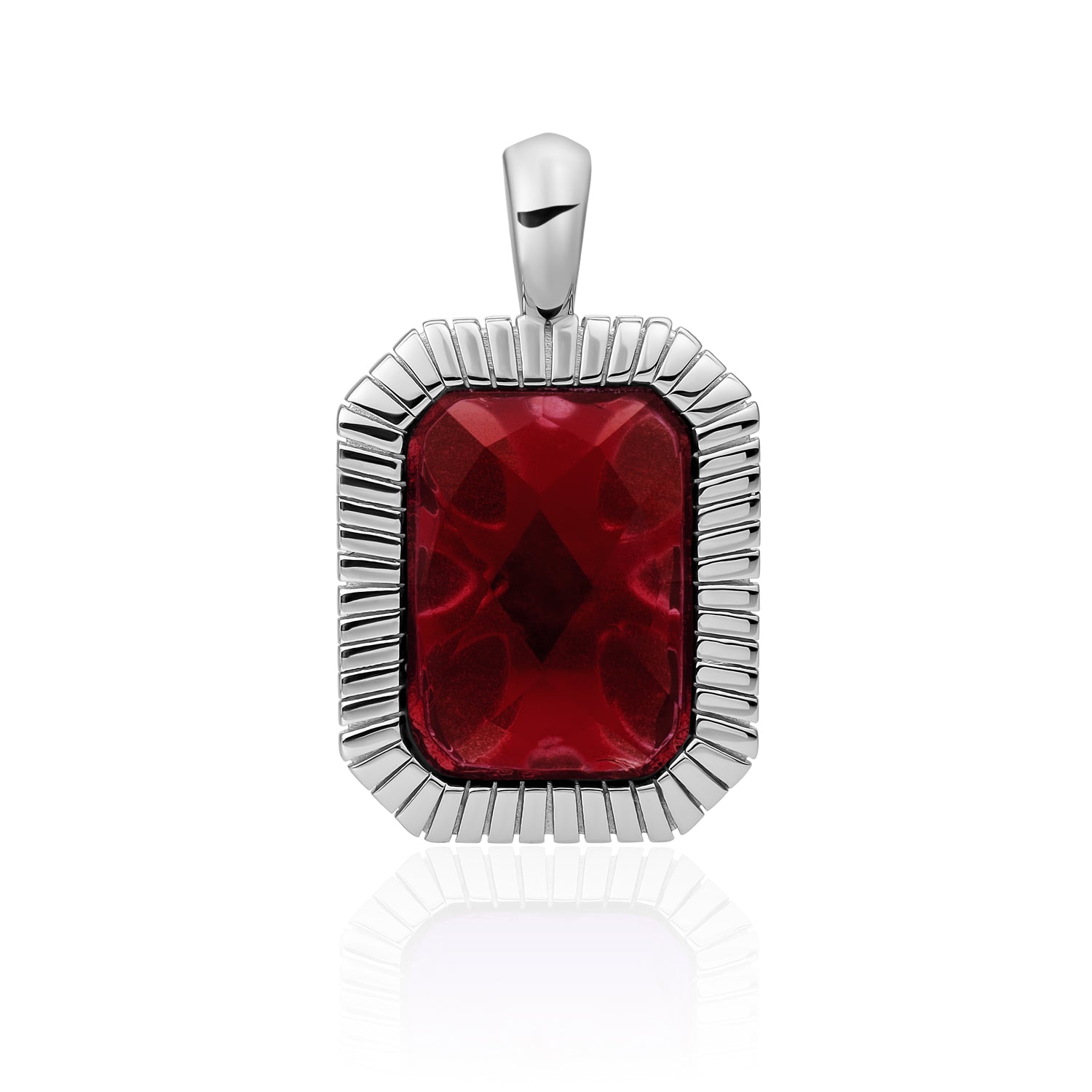 Baguette hanger met Ruby Quartz edelsteen van Sparkling #kleur_zilver