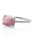 Zilveren edelsteen ring met roze edelsteen voor dames