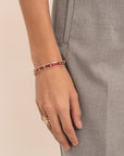 Fuchsia Quartz Roundell Tennis Round Multi CZ  Armbanden Stack | Goudkleurig