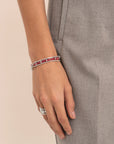 Fuchsia Quartz Roundell Tennis Round Multi CZ  Armbanden Stack | Zilver
