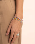 Light Citrine Fuchsia Roundel Tennis Armbanden Stack | Zilver