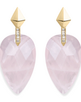 Rose Quartz Blossom Pyramid Oorbellen Set | Goudkleurig