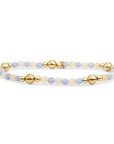 Gouden kralen ketting met twee edelsteen soorten beige agaat en blue lace agaat van Sparkling 