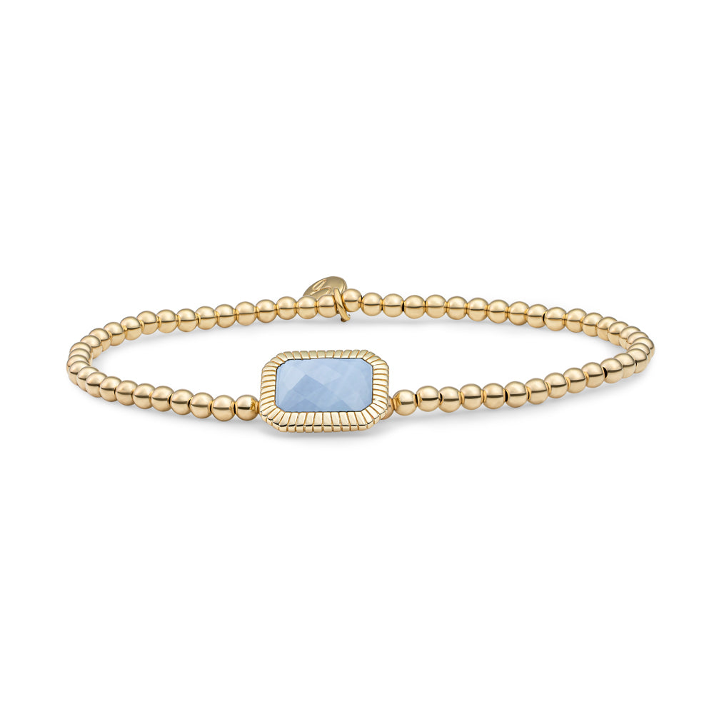 Sparkling Jewels kralen armband met gouden kralen en gouden bedel met blue lace agaat edelsteen #kleur_goud