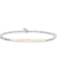 Zilveren armband met een rij echte agaat edelstenen in een beige kleur Sparkling Jewels 
