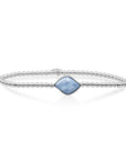 Zilveren kralen ketting met edelsteen bedel met blue lace agaat Sparkling Jewels 