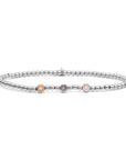 Zilveren armband met verschillende kleuren zirkonia steentjes 