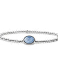 Twist bedel met blauwe lace agaat aan kralen armband in het zilver 