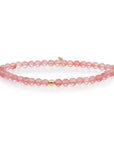 Sparkling sieraad met echte edelstenen cherry quartz en gouden kralen 