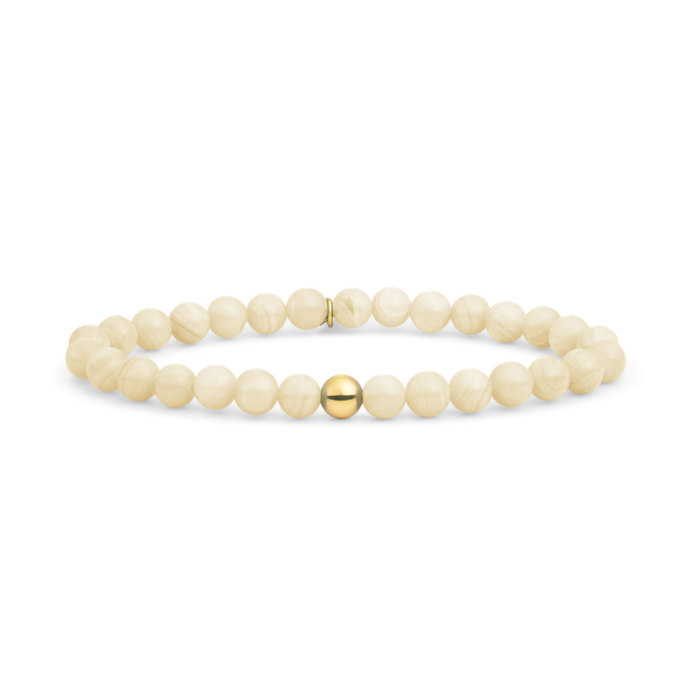 Gouden agaat edelsteen kralen armband 6mm kralen beige kleur spakling jewels #kleur_goud