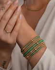 Sparkling armbanden in goudkleur met groene aventurijn edelsteen 