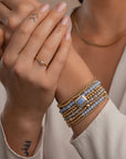 edelsteen armband blauw en goud die niet verkleurd 