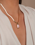 Gouden collier met rozenkwarts edelsteen 