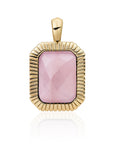Baguette Amulet goudkleur met echte rozenkwarts edelsteen Sparkling Jewels 